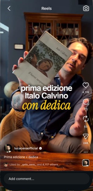 Reel di Luca Cena con 4.118 like